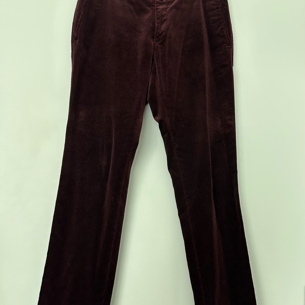 Corduroy Brown/red Pants with Plush Texture and Straight Leg